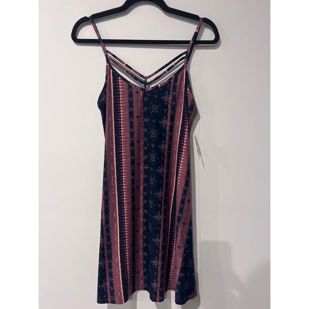 Mudd Junior XS‎ Plum Navy Tribal Print Jersey Strappy Dress NWT Boho Festival